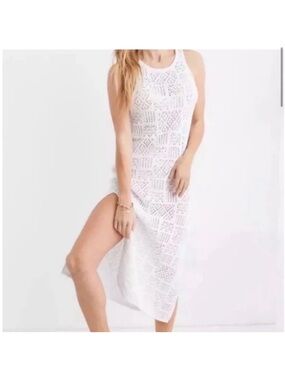 aerie White Crochet Midi Cover-Up